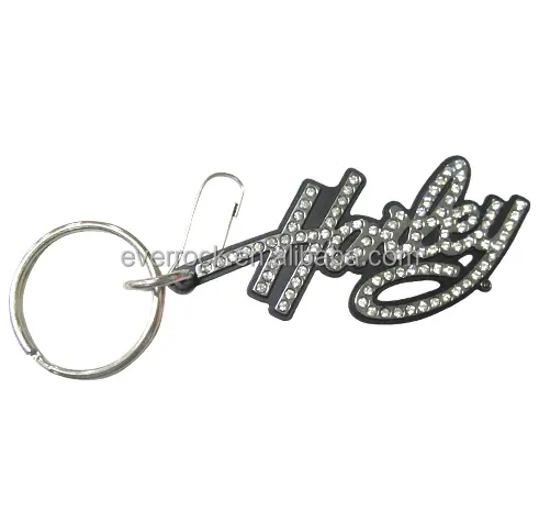 High Quality Metal Letter Keychain Luxury Rhinestone Carabiner Keychain