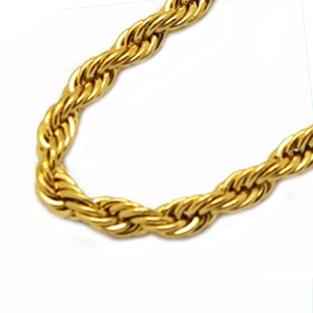 Olivia Hot-selling Large Size Chunky Jewelry Stainless Steel 6mm Thick Rope Chain 24k Gold Necklace