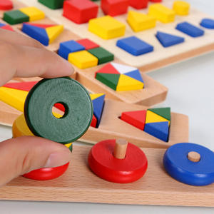 Alat Bantu Sensor Geometri Set Sorter Bentuk Pengenalan Warna Kayu Material Montessori Edukasi Juguetes Montessori - Product Image 4