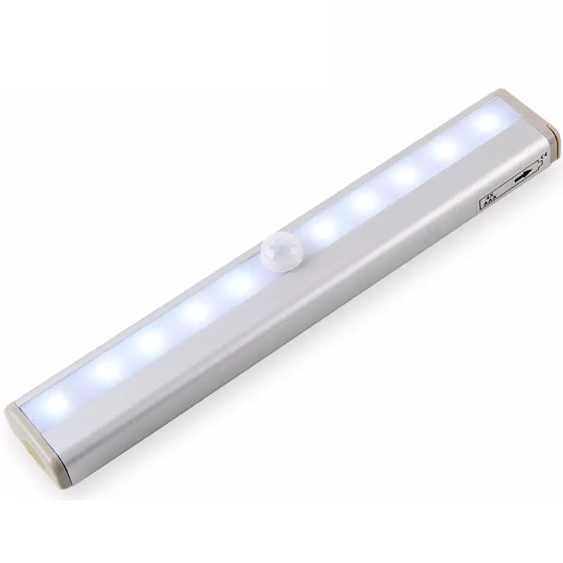 Lampe LED de chevet à piles pir, 10 diodes, mini placard, capteur de mouvement, usage intérieur