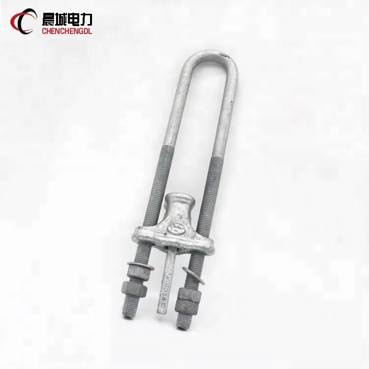 Hot dip galvanized steel adjustable nut type wedge clamp / UT U bolt clamp / wedge strain clamp for ground wire pulling hardware