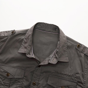 Tasche Cargo in cotone lavate da esterno Color tinta unita con occhiello e <span class=keywords><strong>camicia</strong></span> a manica corta - Product Image 3