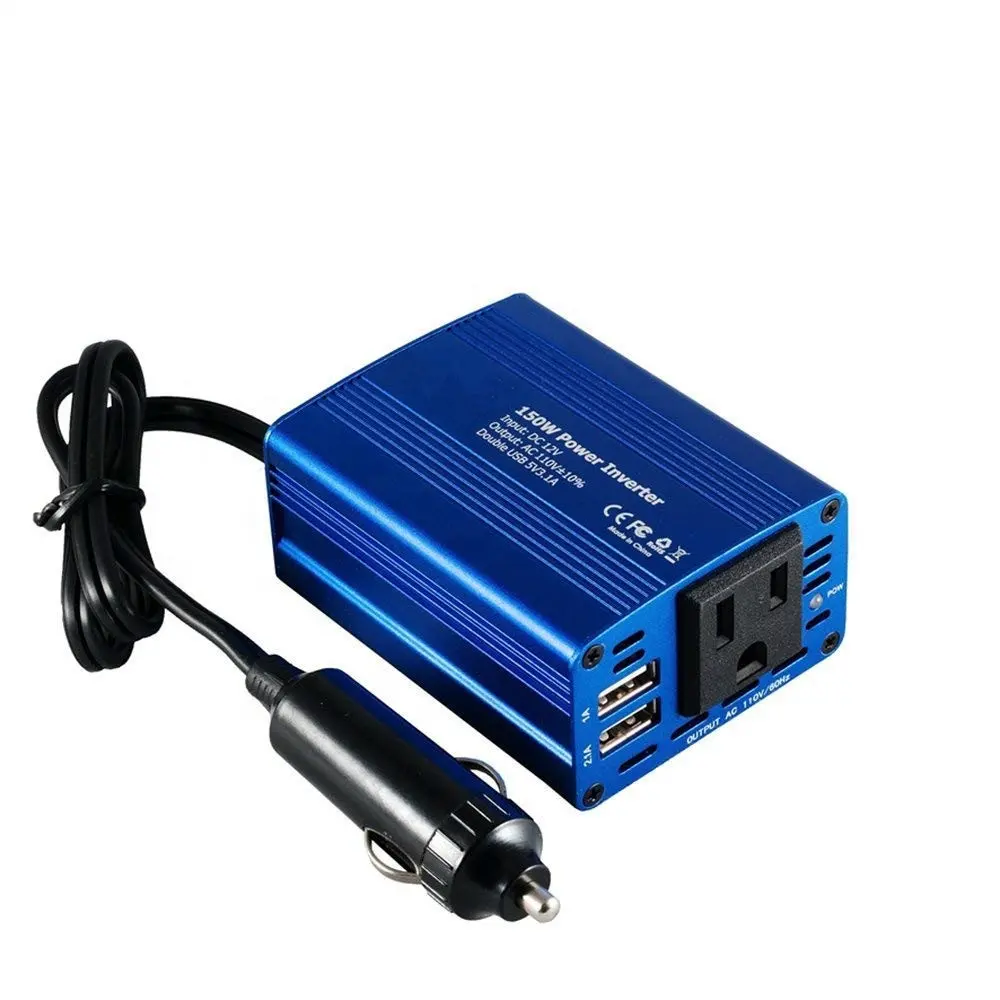 150W Power Inverter DC 12V to 110V AC Converter with 3.1A Dual USB Car Charger