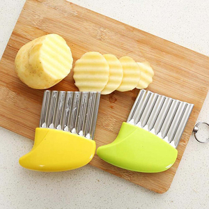 <strong>Crinkle</strong> <strong>Cutter</strong> Wavy Cutting Tool - French Fry Slicer Salad Chopping Knife and Vegetable Steel Blade with Safety Plastic Handle - Product Image 4