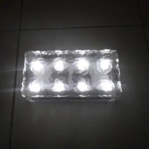 Pavimentadora rectangular de vidrio texturizado, luz Solar de paisaje de ladrillo, 8LED