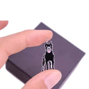 DIY takı yapımı için sevimli tasarım Metal siyah emaye hayvan hayvan köpek kolye uçları