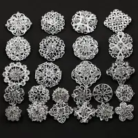Lot 24 Buah Pin Bros Bunga Kristal Berlian Imitasi Bening Set DIY Kit Bros Buket Pernikahan Dalam Perak