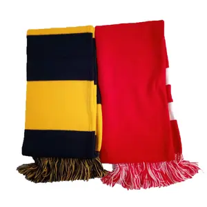 Dubbelzijdig jacquard logo gebreide patroon elastische sjaals voetbal fan warm sport winter sjaal