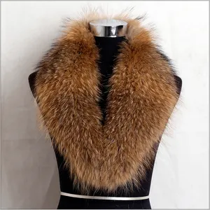 ALICEFUR Wholesale price cow horn shape detachable real raccoon fur collars for sale