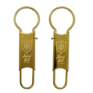 GWD038 Wholesale Heavy Duty Retractable Blank Personalised Lock Pick Gold Custom Logo Gold 316L Split Keychain Gordon Keyring