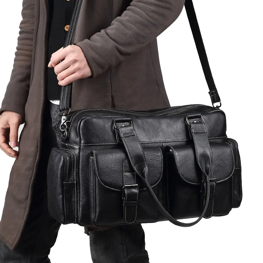 Guangzhou custom wholesale large genuine leather single shoulder sling bags men handbags for business trip