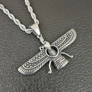 Vintage Old Silver <span class=keywords><strong>Zoroastrisme</strong></span> Anneau Pendentif Mazdaism Collier En Acier Inoxydable - Product Image 1