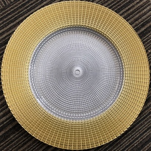 Geschirr Typ 13 Zoll Gold Rand Diamant Glas Lade platte