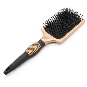 Pagaie en céramique pour cheveux, haute qualité, dents en Nylon, professionnelle, brosse démêlante, avec coussin à manche en caoutchouc