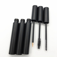 Wadah Logo Kustom Produk Baru PET Matt Hitam Kosong Tabung Eyeliner Bulat Tabung Maskara 10Ml
