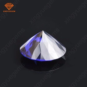 Pierre synthétique en corindon de 8mm, <span class=keywords><strong>saphir</strong></span> bleu, pierre précieuse en vrac, corindon synthétique de forme ronde - Product Image 3