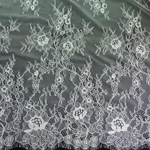 2019 latest nylon rigid eyelash lace/chantilly lace for wedding dress