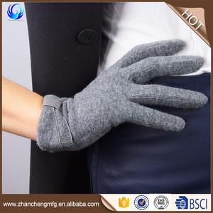 100% <span class=keywords><strong>Gants</strong></span> en laine pour femmes Faux cuir garniture nœuds tricot noir <span class=keywords><strong>marron</strong></span> gris camée - Product Image 3