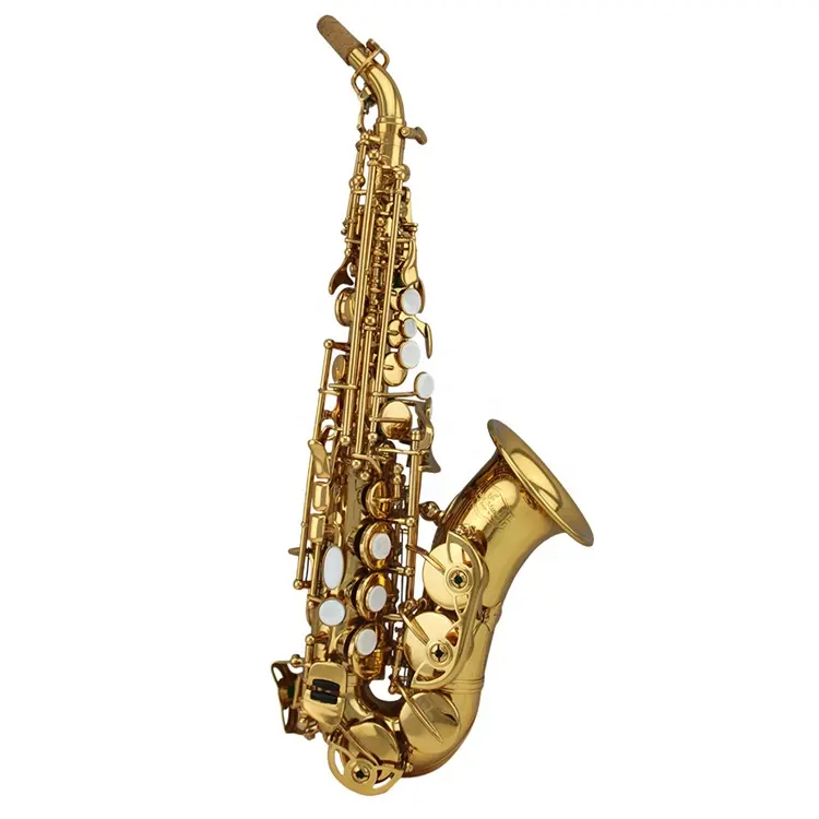 Popular Grau Ouro laca por revestimento de eletroforese Saxofone Soprano Curvo