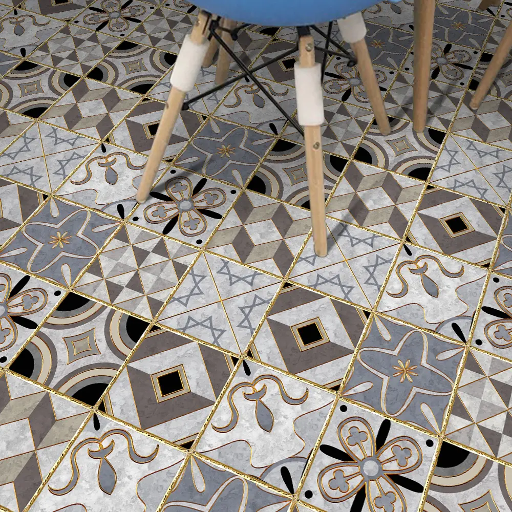 European design waterproof kitchen bathroom floor tile sticker
