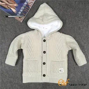 Winter Double Layer Hooded Cable Cardigan Warm Sweater for Baby Boy