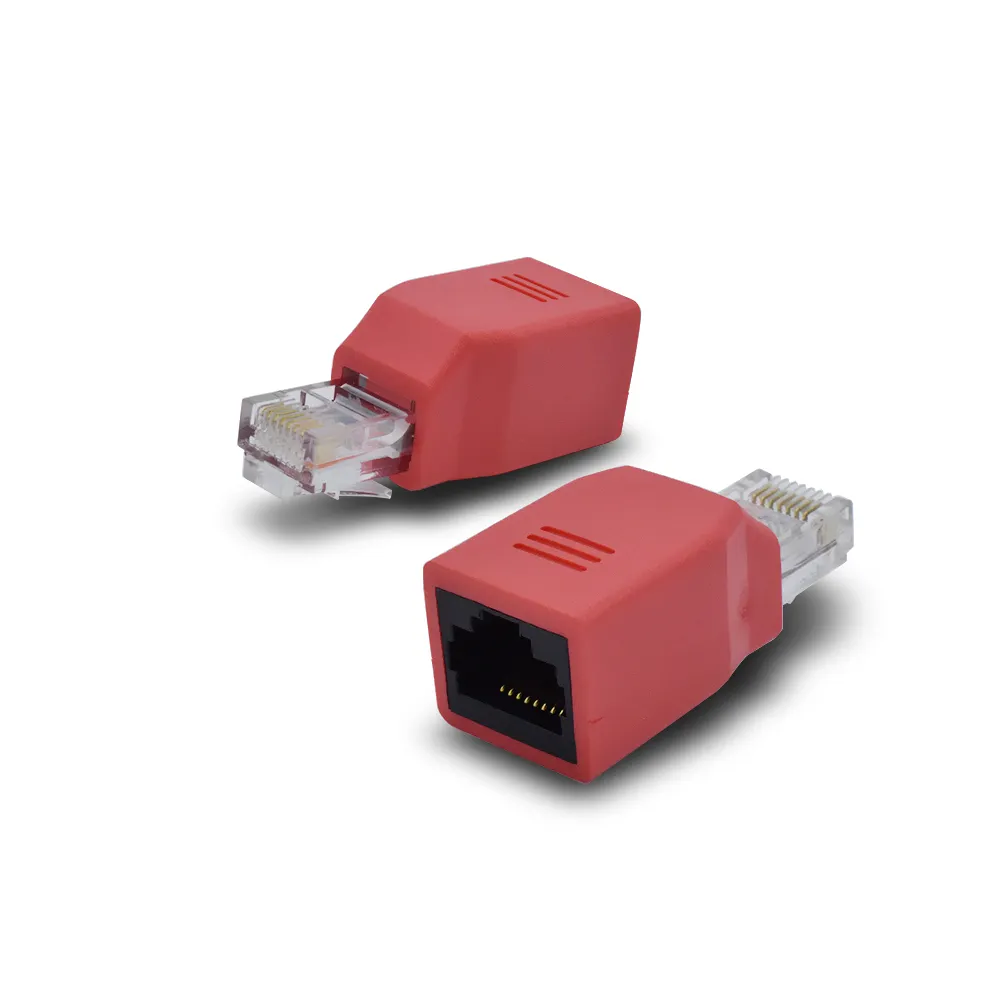 Conector adaptador Rj 45 macho a Rj45 hembra