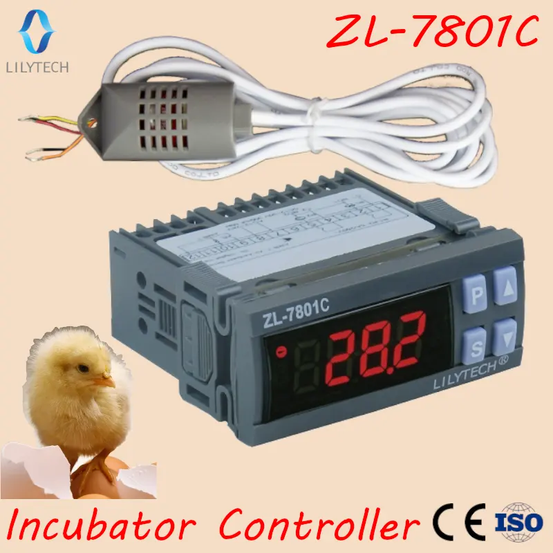 ZL-7801C, 100-240Vac, Dual 16A Uscite, Automatico Multifunzionale, di Umidità di Temperatura di Controllo Incubatore, Lilytech Mini XM-18