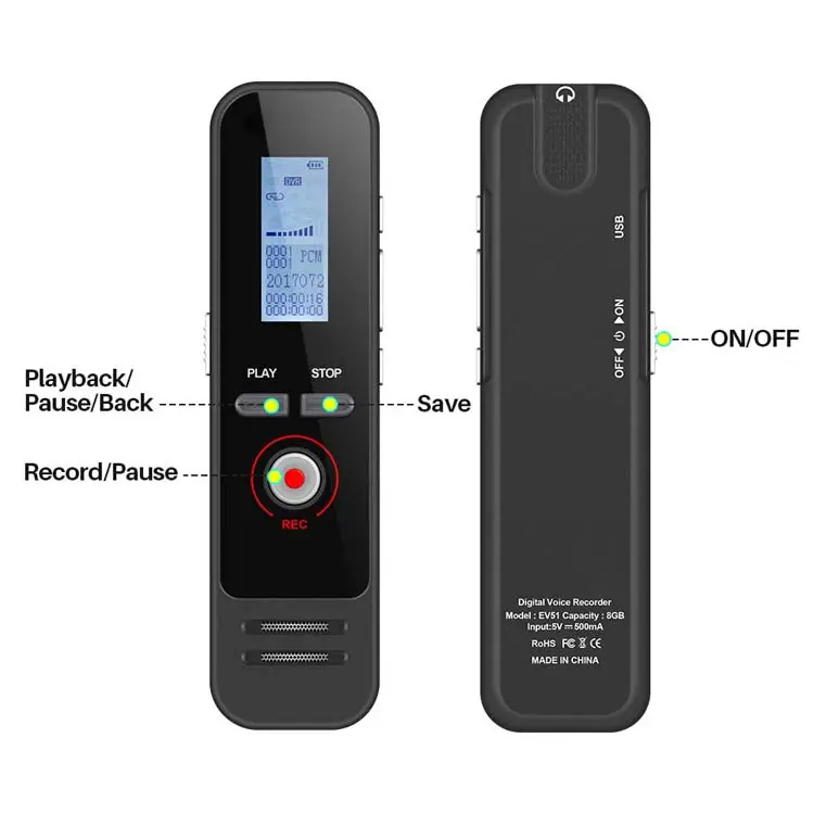 Hot <span class=keywords><strong>Draagbare</strong></span> Mini Voice Recorder MP3 Muziek Recorder Voice Activated Audio Apparaat Met A-B Herhalen