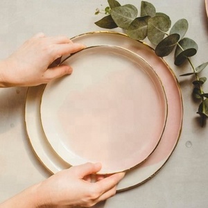 Platos de porcelana de oro rosa para boda, porcelana vintage alemana, venta al por mayor, cargador de boda - Product Image 1