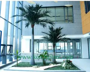 Palmera curvada artificial de coco sin macetas, caña de acero esmaltada para interiores recta - Product Image 1