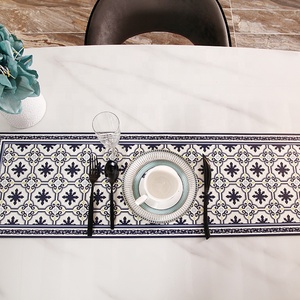 Waterproof Non-Slip Plaid Korean Modern Vinyl Restaurant <strong>Table</strong> <strong>Runner</strong> <strong>Placemat</strong> for Wedding Use - Product Image 2