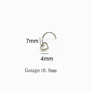 Disponibile all'Ingrosso: Anello per Naso a Forma di Cuore Cavo, Gioiello per Piercing - Product Image 2