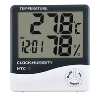 Termometer Higrometer Cuaca Elektronik, HTC-1 Jam Akurasi Tinggi LCD Digital dengan Alat Pengukur Temperatur Dalam Ruangan