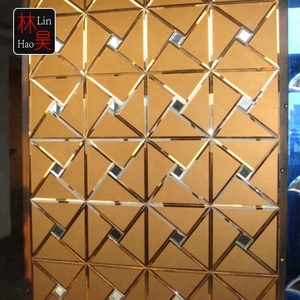 Tuiles de mosaïque en verre de couleur or biseauté de 5 à 12 mm, éclairage LED pour la décoration de mariage, pour les hôtels - Product Image 3