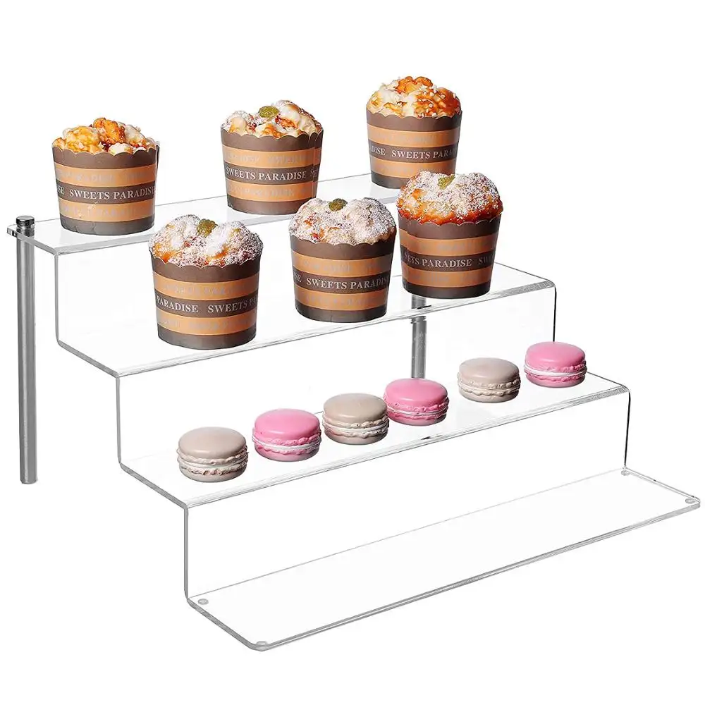 Clear Acrylic Shelf & Metal Cupcake Stand 4-Tier Display Riser Rack