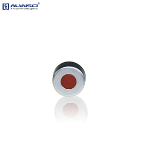 ALWSCI Gümüş 11mm Alüminyum Sıkma Kapaklar w önceden monte edilmiş Şeffaf TEF Doğal Kauçuk kırmızı-turuncu Septa 11-SP3006 - Product Image 6