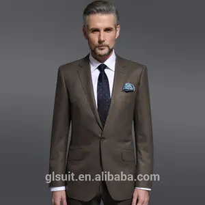 95% ऊन 5% कश्मीरी एक बटन पायदान अंचल हल्के भूरे रंग mens सूट