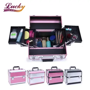 Casing Kosmetik Aluminium, Wadah Penyimpanan Makeup Organizer Seni Kuku Kasus Penyimpanan untuk Kosmetik