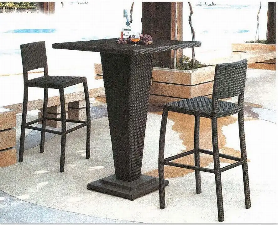 OT selling-taburete y mesa de bar de ratán impermeable para exteriores, conjunto de muebles con protección solar