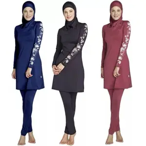 YSMARKET S-4XL Plus Size Hooded Swimwear Muslim Islamic Swimsuit Sets Female Floral Print Two Piece Swimming Beachwear For Women
