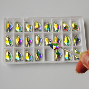 3256 Pierres de couture galactiques AB toutes tailles, strass en verre à dos plat à coudre pour robe de mariée - Product Image 4