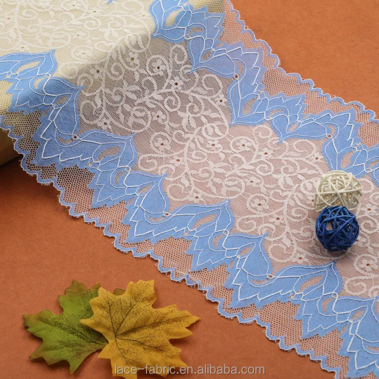 Adorno de encaje de colores mixtos para decoración de cortina, mantel de mesa, fiesta de boda, azul y blanco