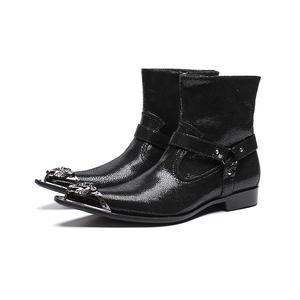 NA148 Bottes habillées pour hommes en cuir véritable de luxe, noires, formelles, chaussures habillées pour hommes de créateur, bottines, bottes de <span class=keywords><strong>moto</strong></span> pour soirée - Product Image 1