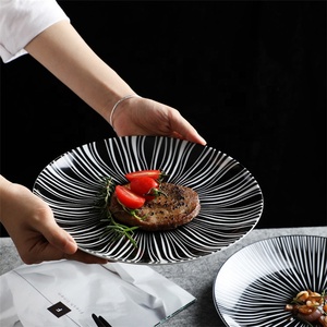 Factory Direct Hot Selling Italain Ceramic Tableware Cheap Bulk Porcelain Black Dinner <strong>Plate</strong> For Steak - Product Image 4