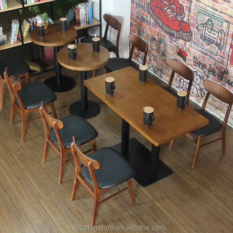 Industrial Restaurant Furniture wooden Dining Table and Chair Sets