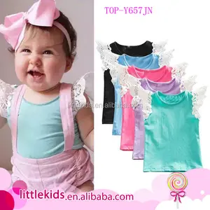 Peuter Kid Baby Girl Infant Gehaakte Kant Vliegende Mouw T-shirt Top Vest Cami Basic T-shirt Kleding