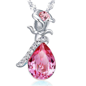Collana di Cristallo con Lacrima d'Angelo Rosa, Gioielli alla Moda per Feste e Accessori - Product Image 3