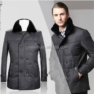 Herrenmode Grey Duck Down Coat mit Pelz kragen für Erwachsene