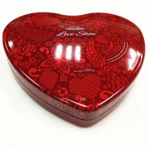 Caja de lata de metal personalizada con forma de corazón para chocolate