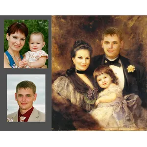 High quality custom hand made oil painting family picture portraits from photo